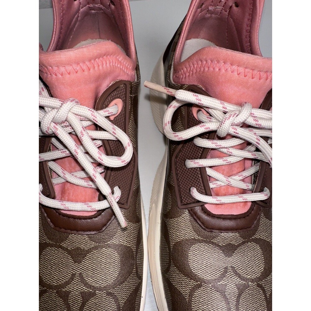 Coach Women’s Brown/Pink Signature Logo Low Top Lace-Up Sneaker C5774 Size 8.5B - Picture 9 of 9
